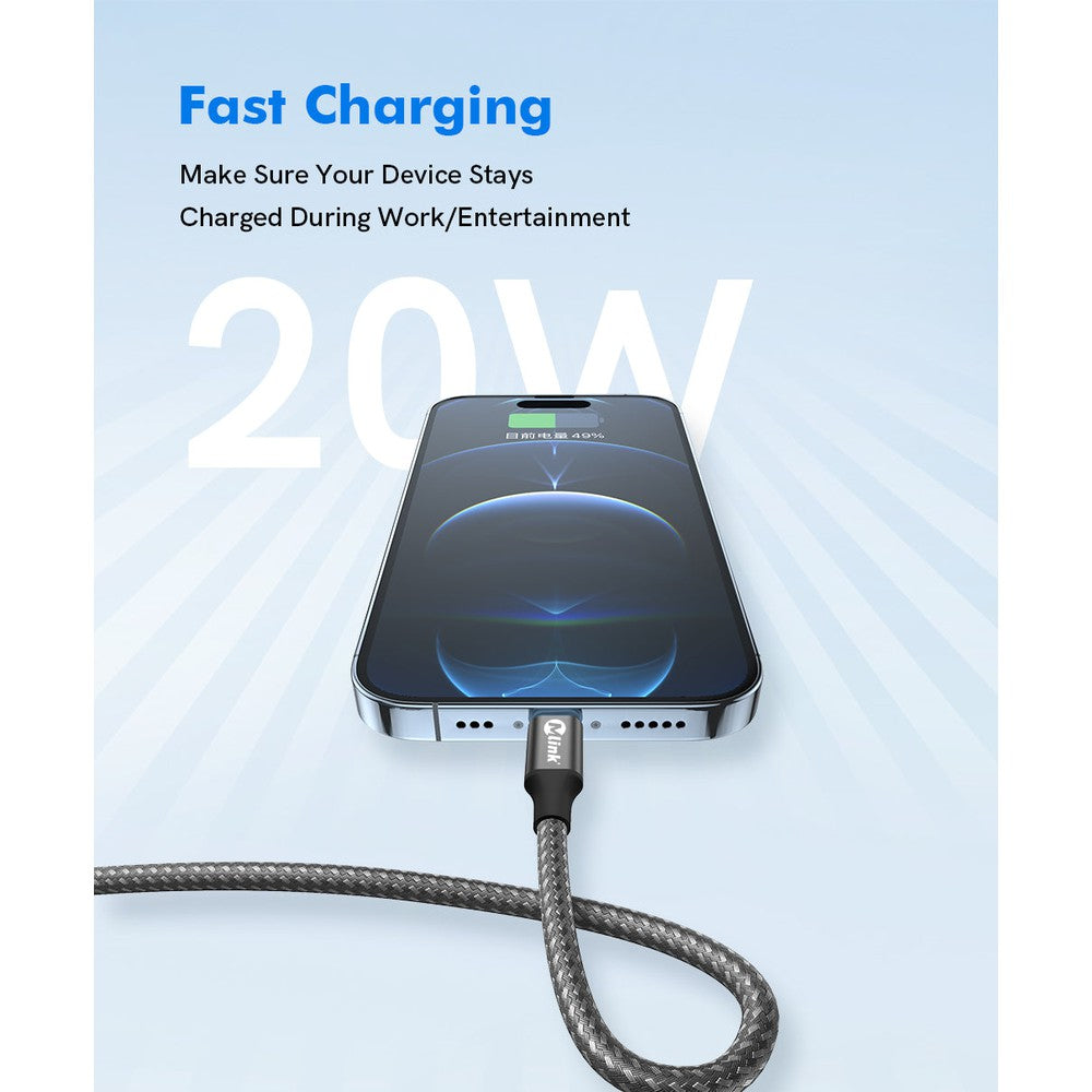 Câble Lightning à USB PD20W 5V/2.4A en nylon tressé à charge rapide KEKO Collection